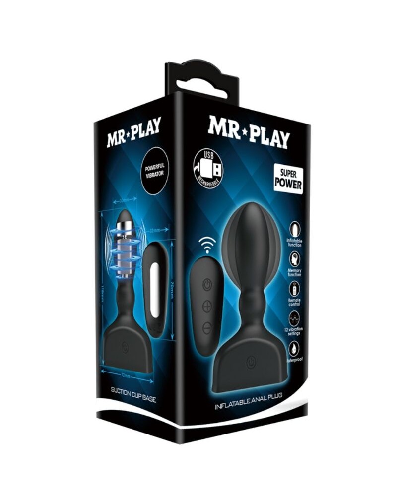 MR PLAY - TELECOMANDO PLUG ANALE GONFIABILE NERO