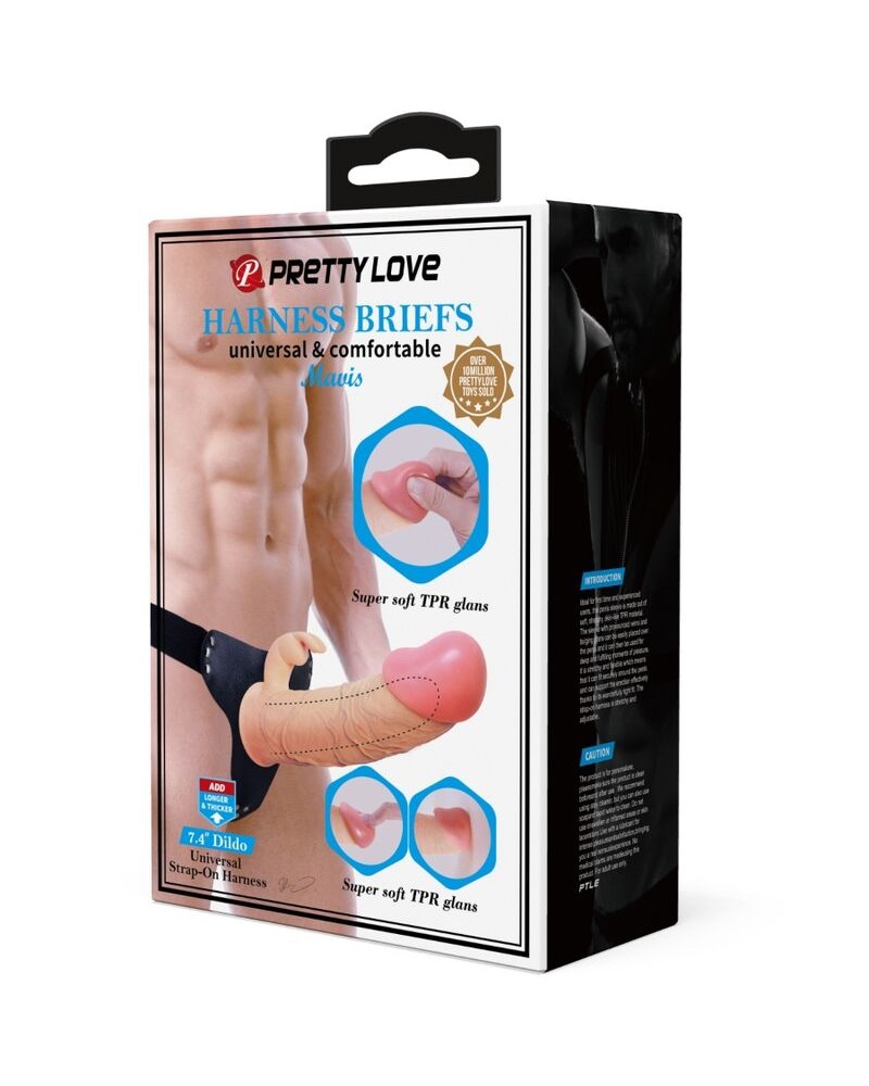 PRETTY LOVE - MAVIS HARNESS SLIP UNIVERSALE CON DILDO 19 CM NATURALE
