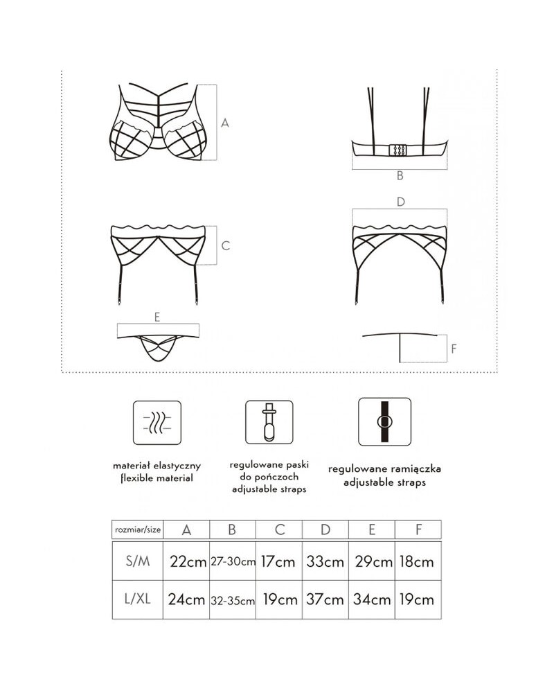 LIVCO CORSETTI FASHION - SOLEDAD LC 20217 REGGISENO + SLIP + REGGISERA L/XL