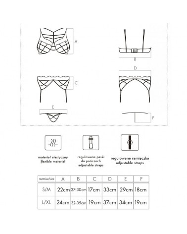 LIVCO CORSETTI FASHION - SOLEDAD LC 20217 REGGISENO + SLIP + REGGISERA L/XL