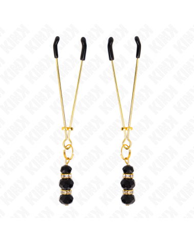 KINK - PINZE PER CAPEZZOLI SOTTILI ORO CON 3 PERLINE DI VETRO NERE 7 CM