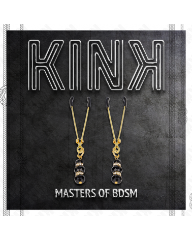 KINK - PINZE PER CAPEZZOLI SOTTILI ORO CON 3 PERLINE DI VETRO NERE 7 CM