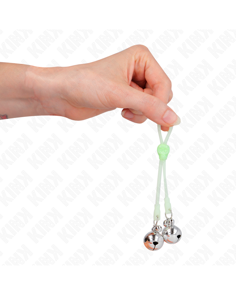 KINK - PINZE PER CAPEZZOLI TESCHIO LUMINOSO CON ANELLO CAMPANE REGOLABILI VERDE/ARGENTO