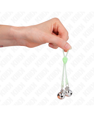 KINK - PINZE PER CAPEZZOLI TESCHIO LUMINOSO CON ANELLO CAMPANE REGOLABILI VERDE/ARGENTO