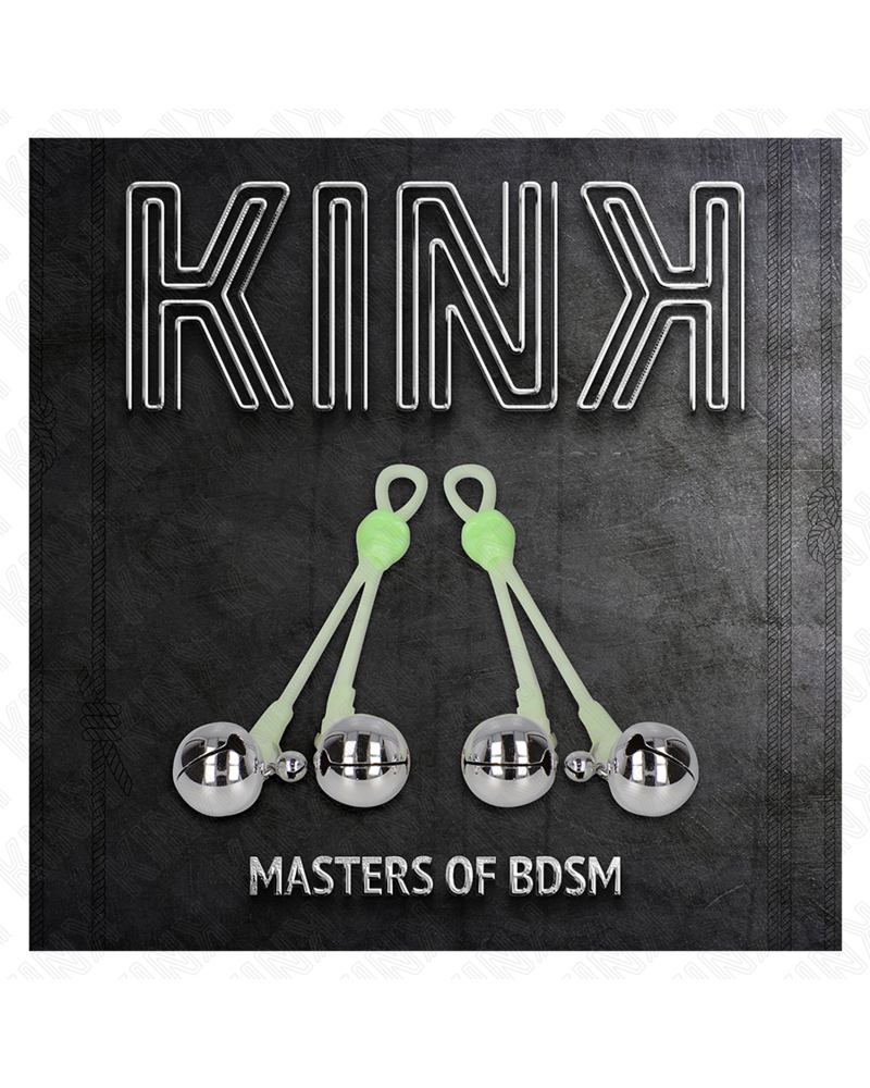 KINK - PINZE PER CAPEZZOLI TESCHIO LUMINOSO CON ANELLO CAMPANE REGOLABILI VERDE/ARGENTO