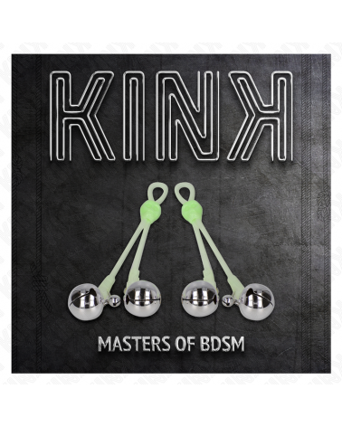 KINK - PINZE PER CAPEZZOLI TESCHIO LUMINOSO CON ANELLO CAMPANE REGOLABILI VERDE/ARGENTO