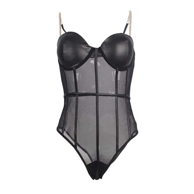 SUBBLIME - BODY CON BRETELLE A CATENA NERA L/XL