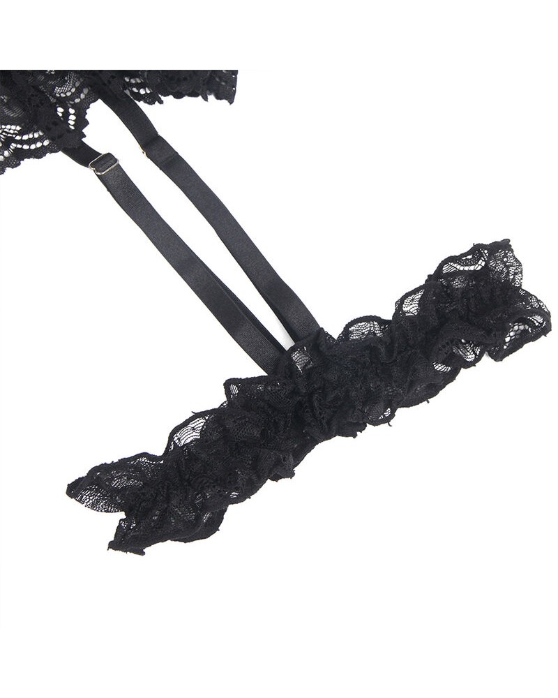 SUBBLIME - ORSACCHIOTTO CON GIARRETTIERA CON DETTAGLIO IN PIZZO E STRISCE NERO L/XL