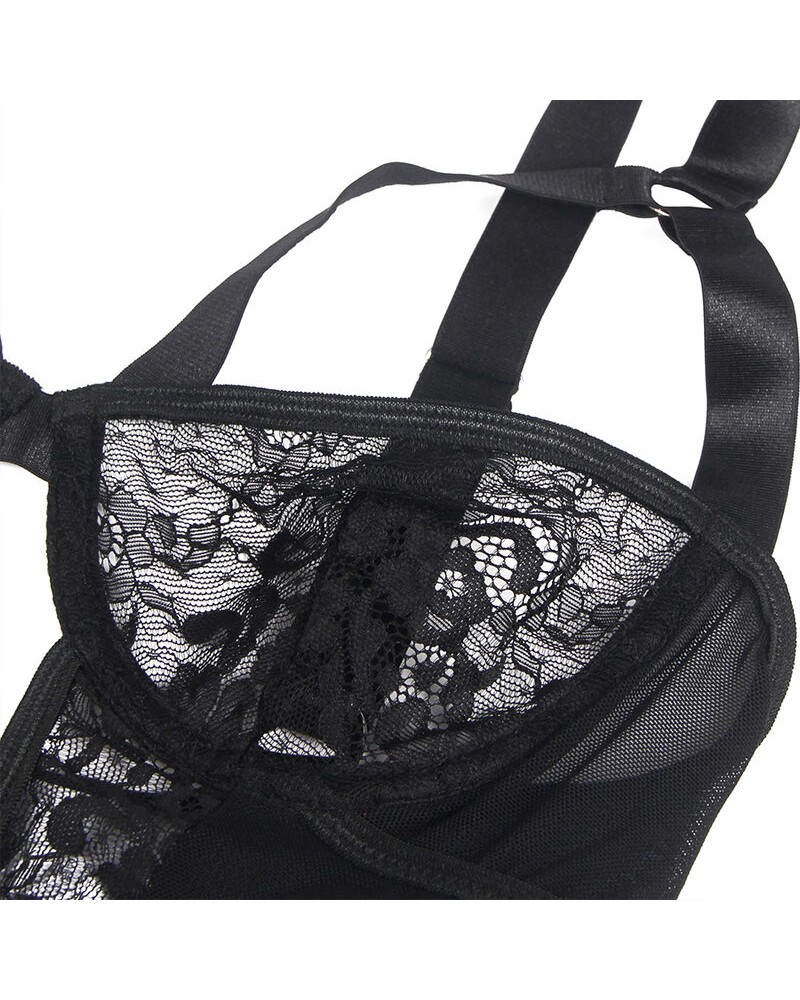 SUBBLIME - ORSACCHIOTTO CON GIARRETTIERA CON DETTAGLIO IN PIZZO E STRISCE NERO L/XL