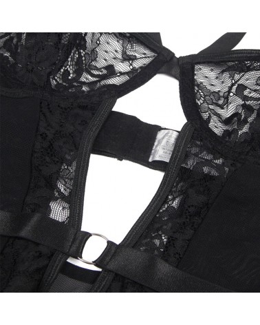 SUBBLIME - ORSACCHIOTTO CON GIARRETTIERA CON DETTAGLIO IN PIZZO E STRISCE NERO L/XL