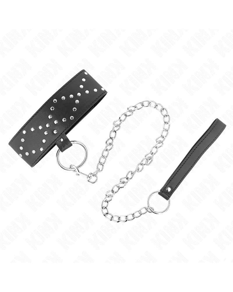 KINK - COLLANA 65 CM CON GUINZAGLIO CON BORCHIE ARGENTO MODELLO 3 REGOLABILE 36-43 CM X 5 CM