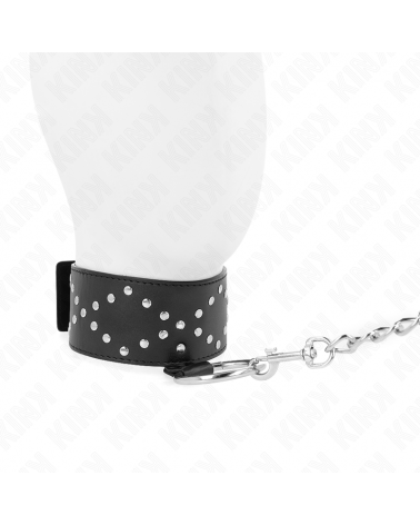 KINK - COLLANA 65 CM CON GUINZAGLIO CON BORCHIE ARGENTO MODELLO 3 REGOLABILE 36-43 CM X 5 CM