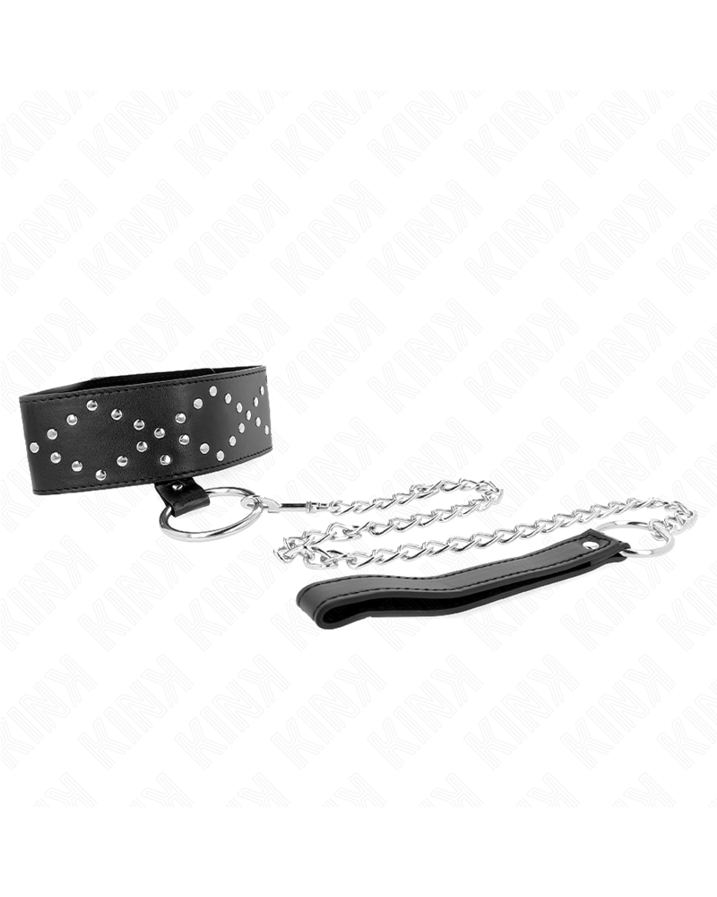 KINK - COLLANA 65 CM CON GUINZAGLIO CON BORCHIE ARGENTO MODELLO 3 REGOLABILE 36-43 CM X 5 CM