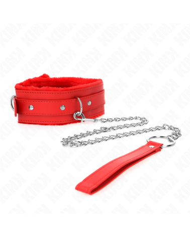 KINK - COLLARE CON GUINZAGLIO 65 CM CON RESTRIZIONI ROSSO 36-42 CM X 5,5 CM