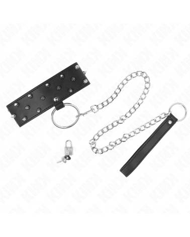 KINK - COLLANA CON GUINZAGLIO 65 CM CON BORCHIE IN ARGENTO MODELLO 5 REGOLABILE 36-43 CM X 5 CM