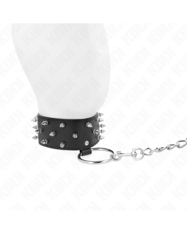 KINK - COLLANA CON GUINZAGLIO 65 CM CON BORCHIE IN ARGENTO MODELLO 5 REGOLABILE 36-43 CM X 5 CM