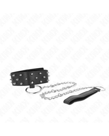 KINK - COLLANA CON GUINZAGLIO 65 CM CON BORCHIE IN ARGENTO MODELLO 5 REGOLABILE 36-43 CM X 5 CM