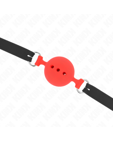 KINK - BAVAGLIO IN SILICONE INTERO 55 x 2 CM CON SFERA DA 5 CM MISURA L ROSSO REGOLABILE 35-51 CM