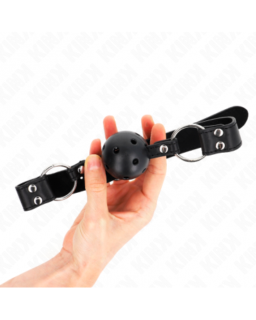 KINK - BAVAGLIO SFERA TRASPIRANTE 4 CM CON DOPPIO RIVETTO MODELLO 1 NERO 62,5 x 2,5 CM REGOLABILE 42-58 CM 2