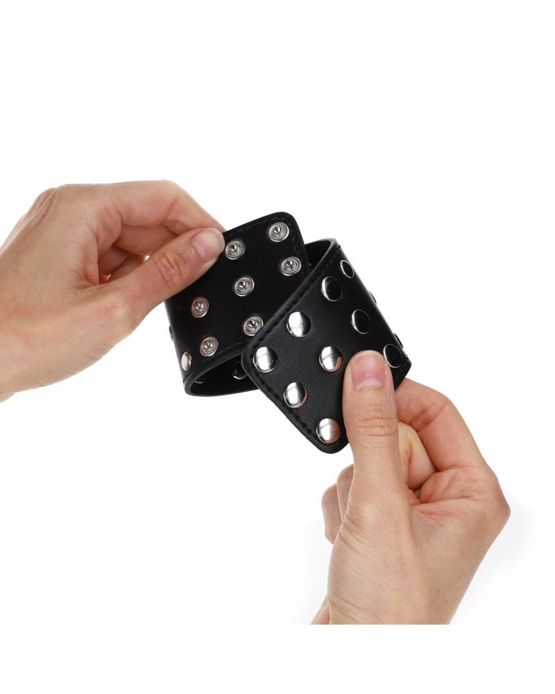 KINK - RESISTENZA DA POLSO CON CHIUSURA A SCATTO COMPLETA DI RIVETTI NERA REGOLABILE 19-24 CM X 5,5 CM