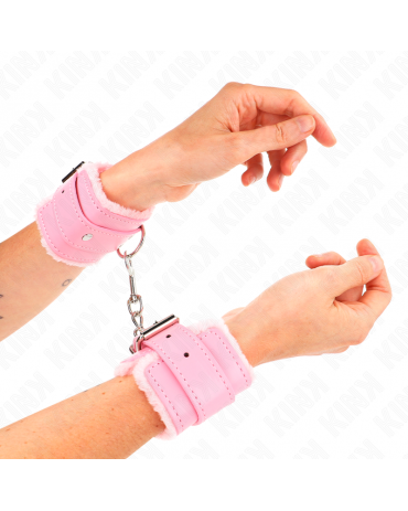 KINK - RESISTENZA DA POLSO IMBOTTITA IN PELLICCIA ROSA CON CINTURA ROSA REGOLABILE 17-29 CM X 6 CM