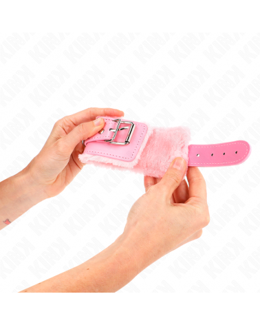 KINK - RESISTENZA DA POLSO IMBOTTITA IN PELLICCIA ROSA CON CINTURA ROSA REGOLABILE 17-29 CM X 6 CM