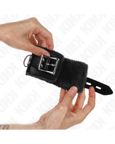 KINK - RESISTENZA DA POLSO IMBOTTITA IN PELLICCIA NERA CON CINTURA NERA REGOLABILE 17-29 CM X 6 CM