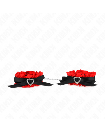 KINK - POLSO ELASTICO IN PIZZO DETTAGLI CUORE ROSSO REGOLABILE 22-35 CM 2