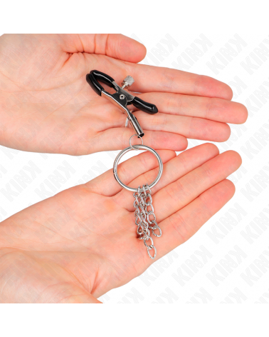 KINK - MORSETTO PER CAPEZZOLO O RING E CATENELLA ARGENTO 6 CM