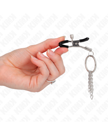 KINK - MORSETTO PER CAPEZZOLO O RING E CATENELLA ARGENTO 6 CM