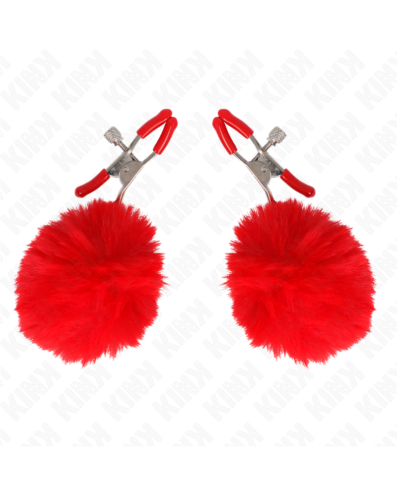 KINK - PINZA PER CAPEZZOLI CON SFERA IN ECOPELLICCIA ROSSO 6 CM