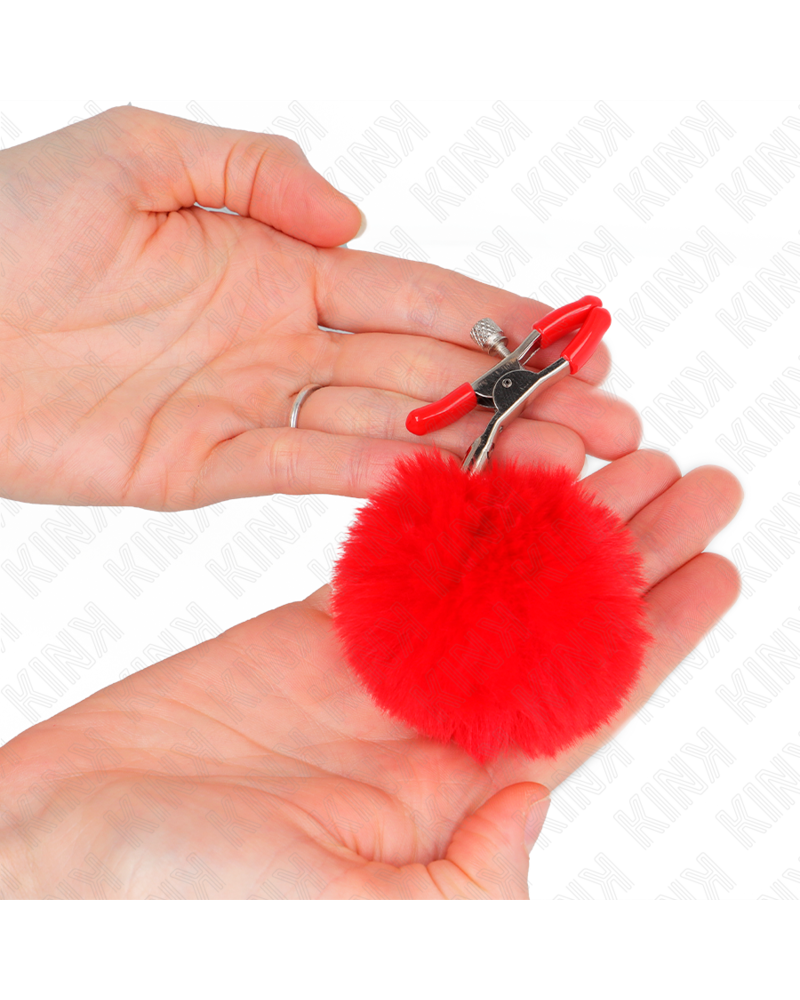KINK - PINZA PER CAPEZZOLI CON SFERA IN ECOPELLICCIA ROSSO 6 CM