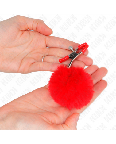 KINK - PINZA PER CAPEZZOLI CON SFERA IN ECOPELLICCIA ROSSO 6 CM