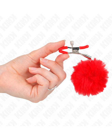 KINK - PINZA PER CAPEZZOLI CON SFERA IN ECOPELLICCIA ROSSO 6 CM