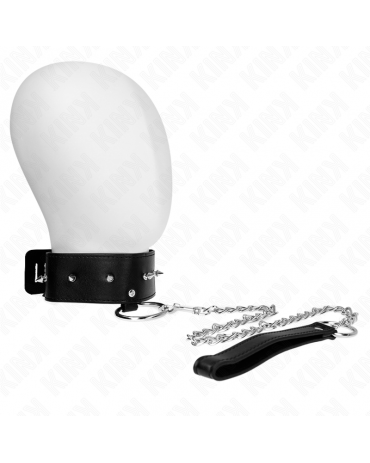 KINK - COLLANA 65 CM CON GUINZAGLIO CON BORCHIE ARGENTO MODELLO 2 REGOLABILE 36-43 CM X 5 CM 2