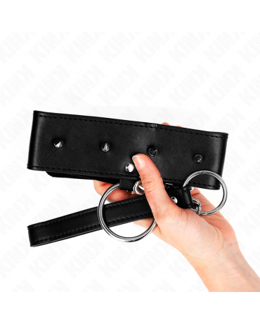 KINK - COLLANA 65 CM CON GUINZAGLIO CON BORCHIE ARGENTO MODELLO 2 REGOLABILE 36-43 CM X 5 CM