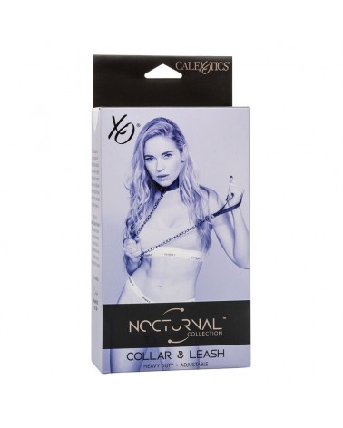 CALEXOTICS - NOCTURNAL COLLARE E GUINZAGLIO IN PELLE REGOLABILE NERO