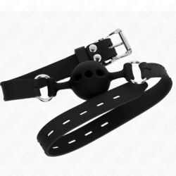 KINK - BAVAGLIO IN SILICONE INTERO 55 x 2 CM CON SFERA DA 4 CM MISURA S NERO REGOLABILE 35-51 CM 2