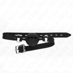 KINK - BAVAGLIO IN SILICONE INTERO 55 x 2 CM CON SFERA DA 5 CM MISURA L NERO REGOLABILE 35-51 CM 2