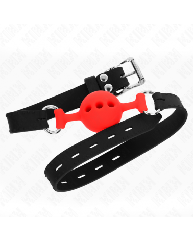 KINK - BAVAGLIO IN SILICONE INTERO 55 x 2 CM CON SFERA DA 4 CM MISURA S ROSSO REGOLABILE 35-51 CM