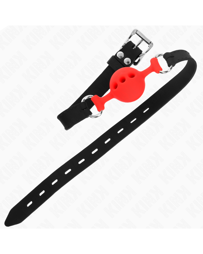 KINK - BAVAGLIO IN SILICONE INTERO 55 x 2 CM CON SFERA DA 4 CM MISURA S ROSSO REGOLABILE 35-51 CM