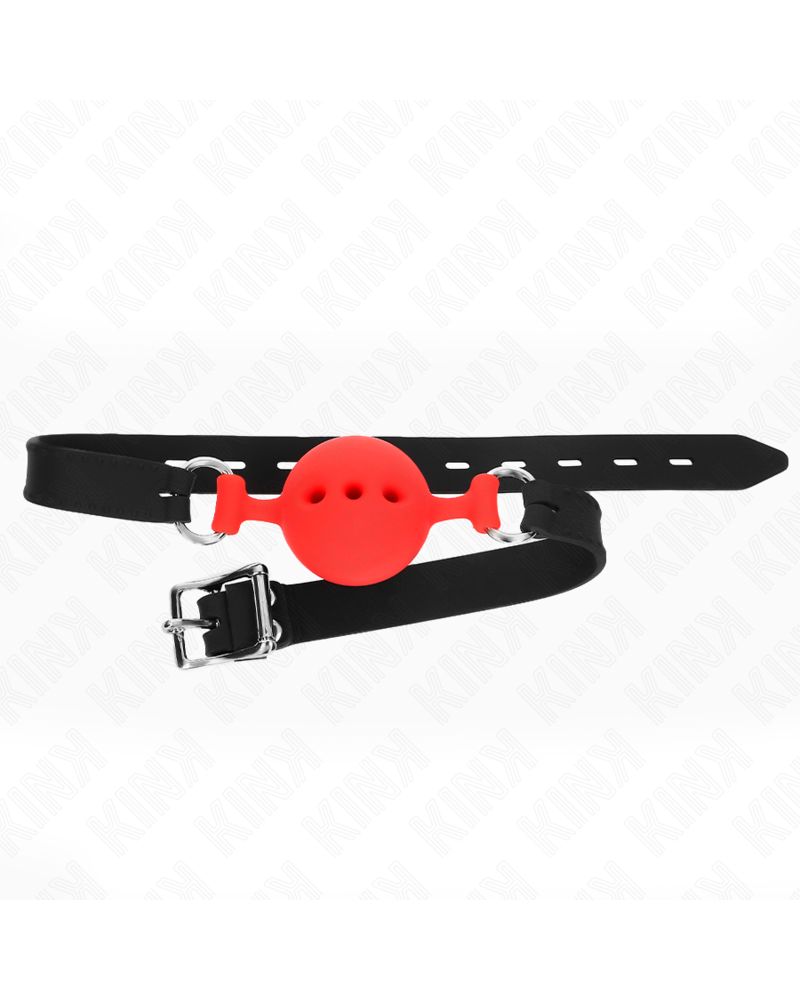 KINK - BAVAGLIO IN SILICONE INTERO 55 x 2 CM CON SFERA DA 4,5 CM MISURA M ROSSO REGOLABILE 35-51 CM