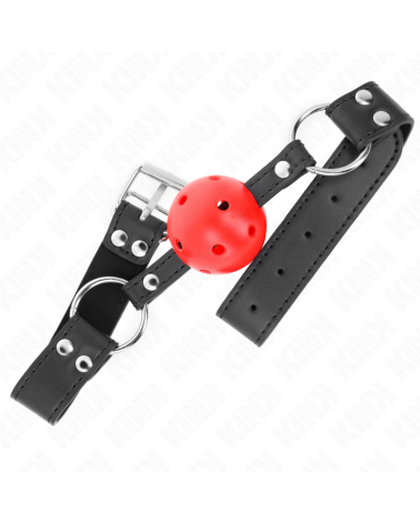 KINK - BAVAGLIO SFERA TRASPIRANTE 4 CM CON DOPPIO RIVETTO IN CUOIO 62,5 x 2,5 CM REGOLABILE 42-58 CM