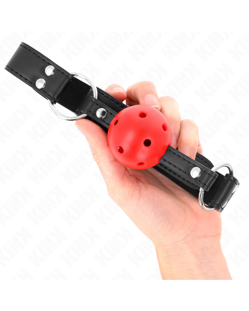 KINK - BAVAGLIO SFERA TRASPIRANTE 4 CM CON DOPPIO RIVETTO IN CUOIO 62,5 x 2,5 CM REGOLABILE 42-58 CM