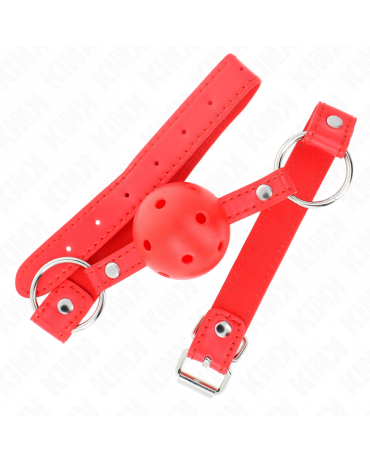 KINK - BAVAGLIO SFERA TRASPIRANTE 4 CM CON DOPPIO RIVETTO MODELLO 1 ROSSO 62,5 x 2,5 CM REGOLABILE 42-58 CM 2