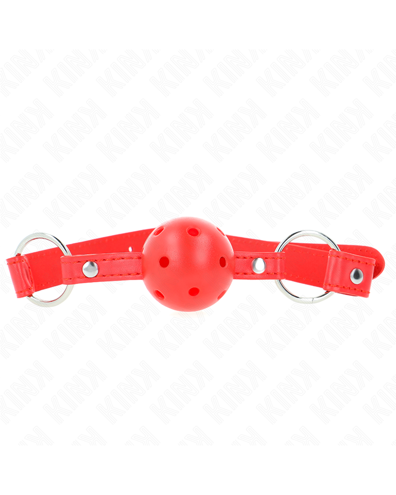 KINK - BAVAGLIO SFERA TRASPIRANTE 4 CM CON DOPPIO RIVETTO MODELLO 1 ROSSO 62,5 x 2,5 CM REGOLABILE 42-58 CM
