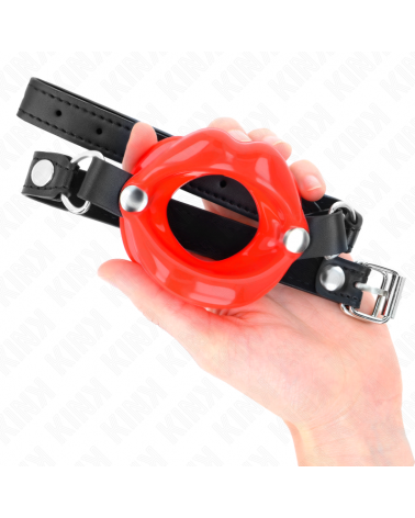 KINK - BAVAGLIO LIP 8 CM CON CINTURINO IN SIMILPELLE ROSSO 63 x 2 CM REGOLABILE 39-58 CM