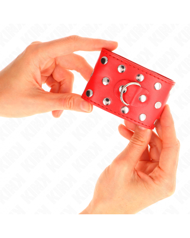 KINK - RESISTENZA DA POLSO CON CHIUSURA A SCATTO COMPLETA DI RIVETTI ROSSO REGOLABILE 19-24 CM X 5,5 CM