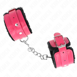 KINK - POGGIPOLSI PREMIUM FODERATI IN PELLICCIA NERI CON CINTURA ROSA LAMPONE REGOLABILE 17-29 CM X 6 CM 2