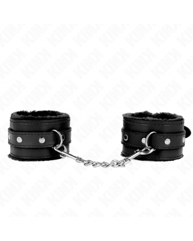 KINK - RESISTENZA DA POLSO PREMIUM FODERATA IN PELLICCIA NERA CON CINTURA NERA REGOLABILE 17-29 CM X 6 CM